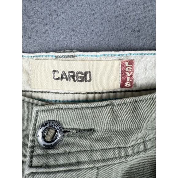 Vintage Levi's Cargo Shorts Mens 36 Olive Green Y2K Distressed Hiking Outdoors - Picture 3 of 9